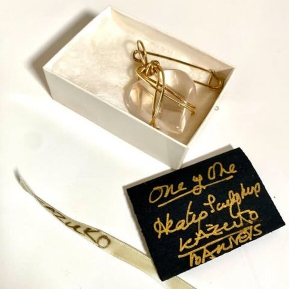 Heart Vintage Kazuko Oshima Quartz 14K Gold Heart Brooch - Picture 1 of 2